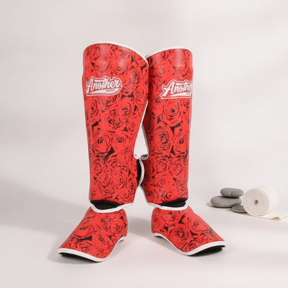 Protège-tibias et Protège-pieds Muay Thai MMA Kickboxing - Design Red Roses
