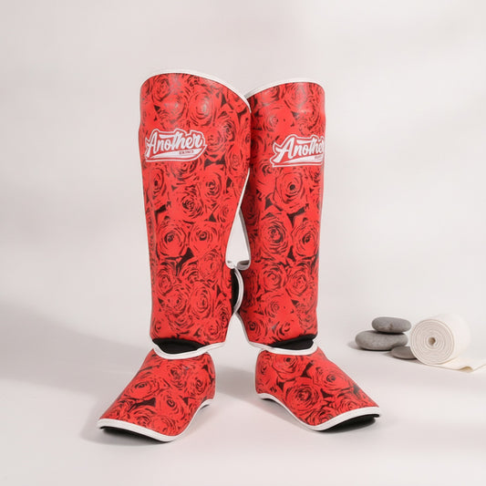 Protège-tibias et Protège-pieds Muay Thai MMA Kickboxing - Design Red Roses